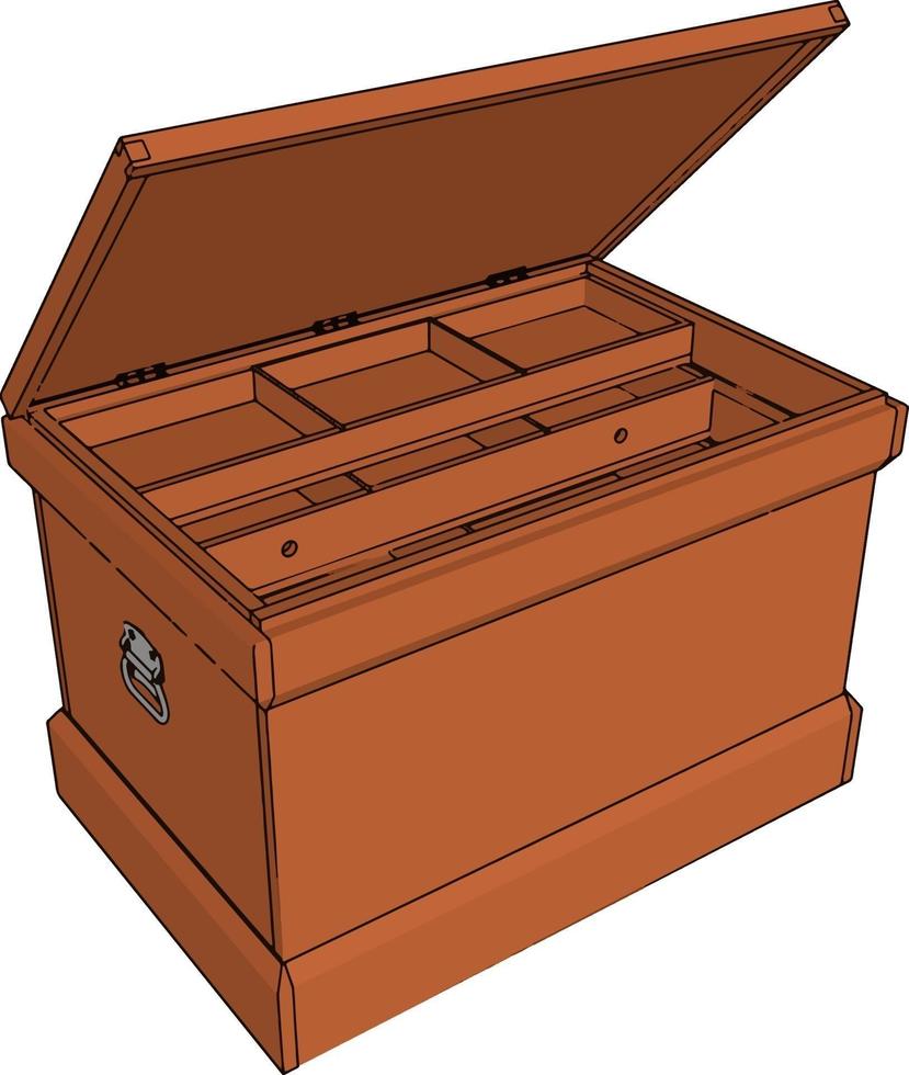 Wooden box, illustration, vector on white background.