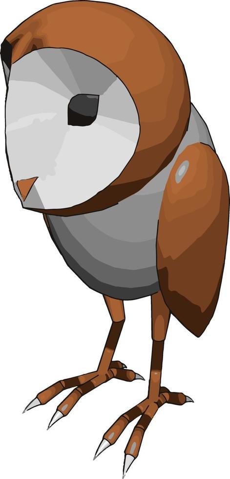 3D owl, illustration, vector on white background.