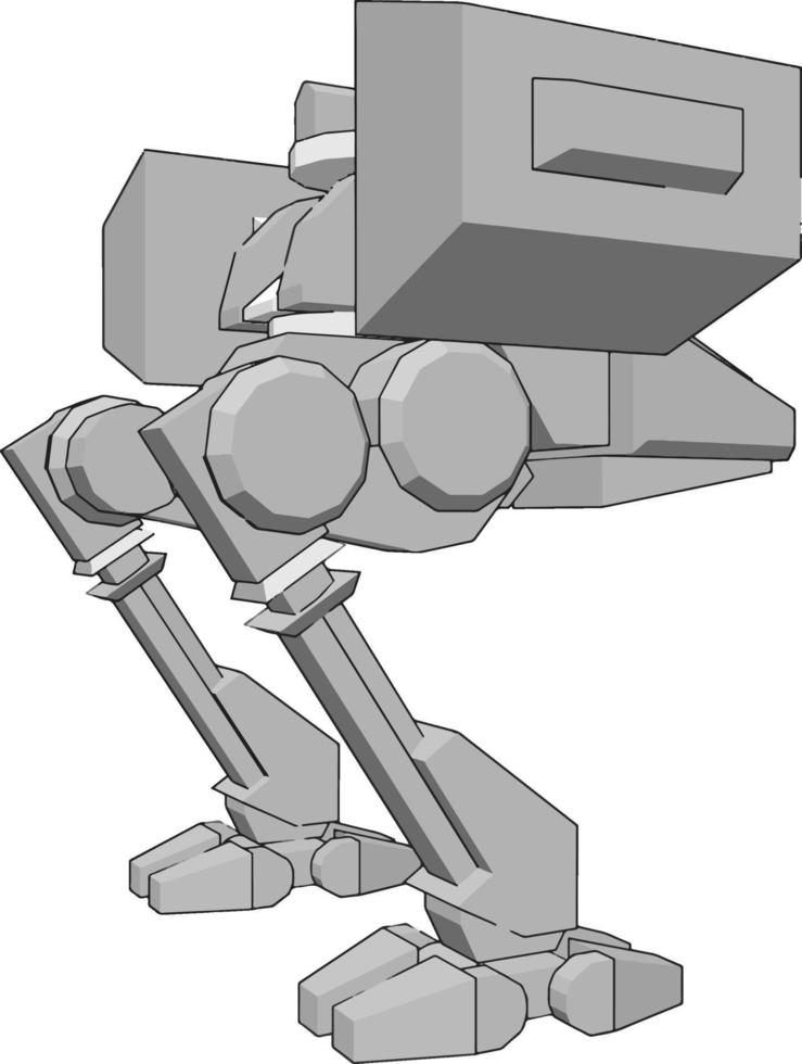 Big silver robot, illustration, vector on white background.