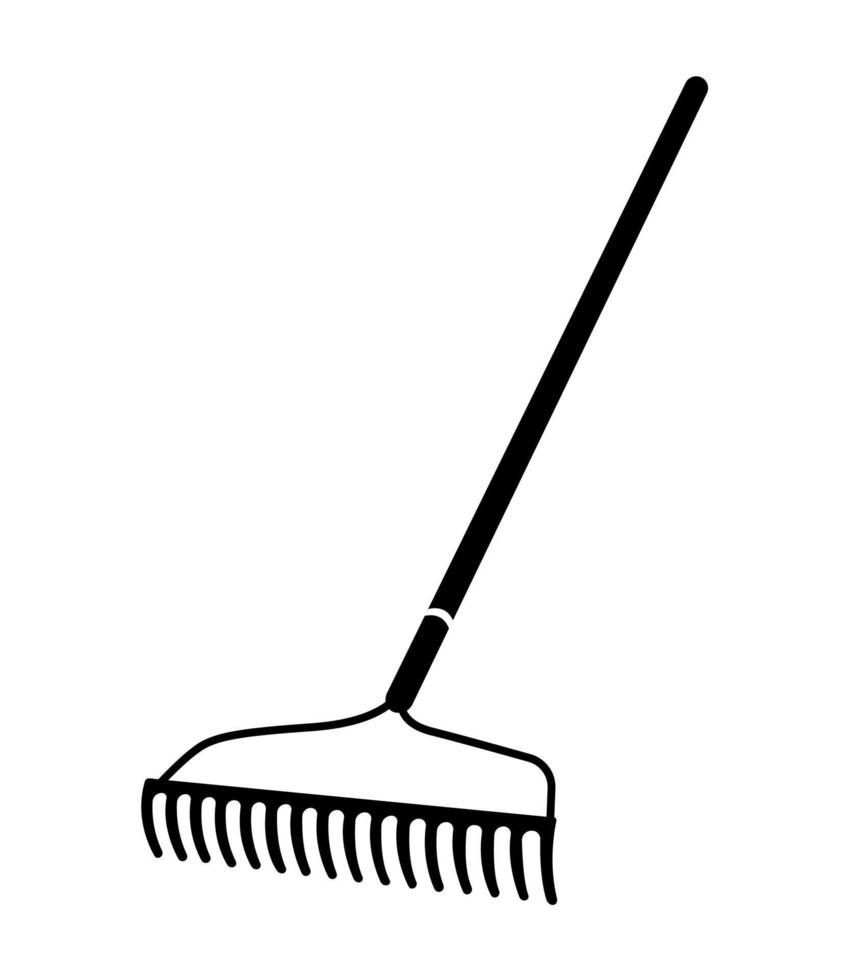 Bow Rake Silhouette, Garden Broom Tool Illustration vector