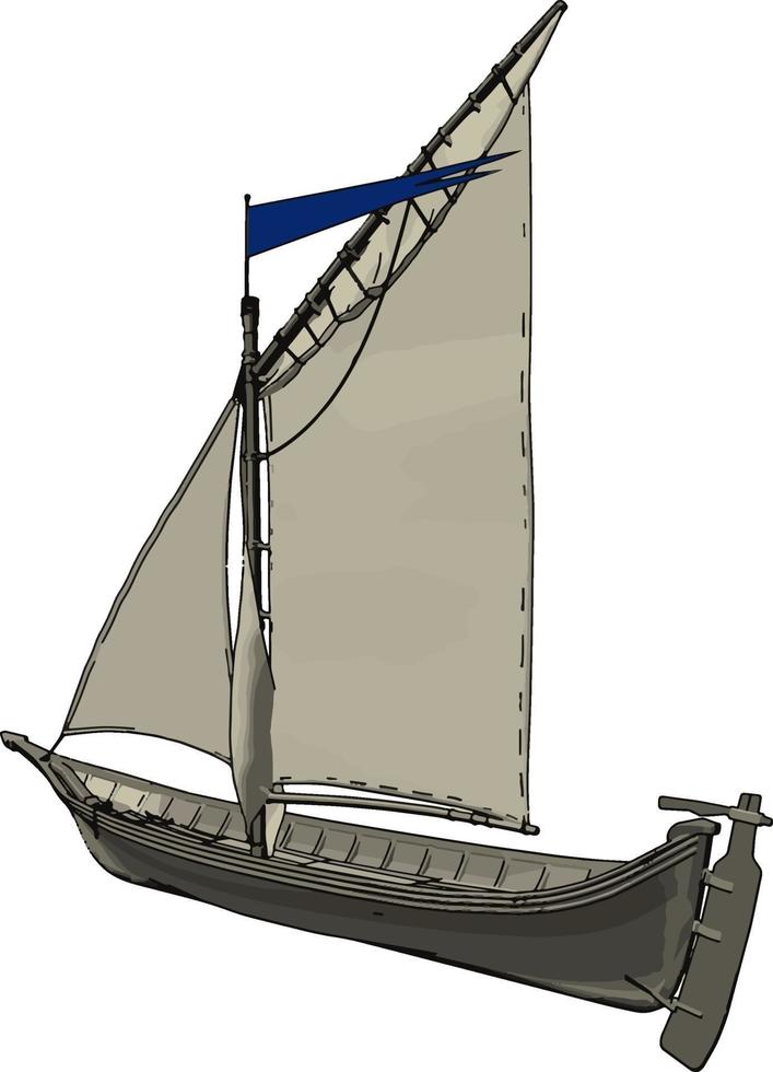 Small white ship, illustration, vector on white background.