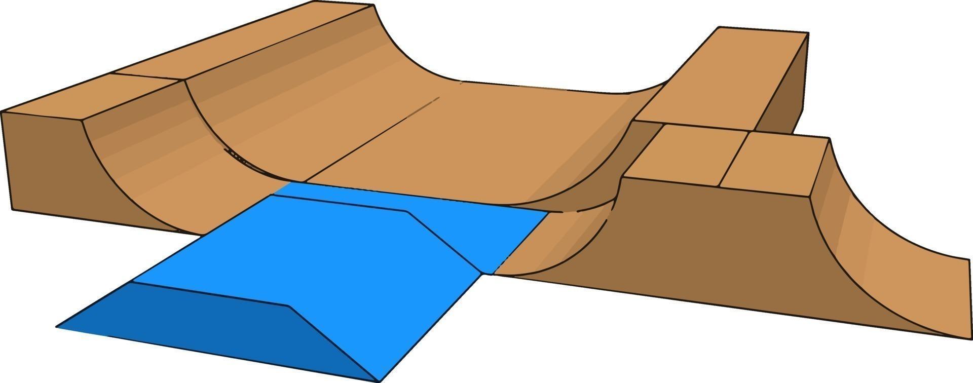 Skatepark ramp, illustration, vector on white background.
