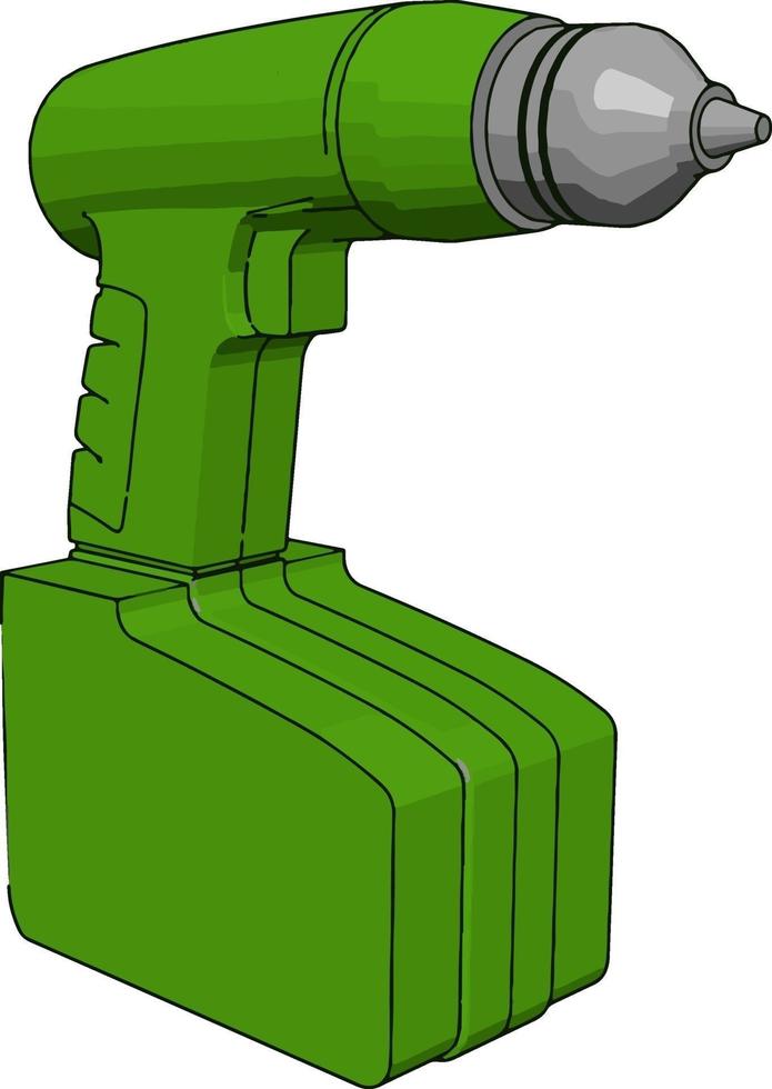 Green drill, illustration, vector on white background.