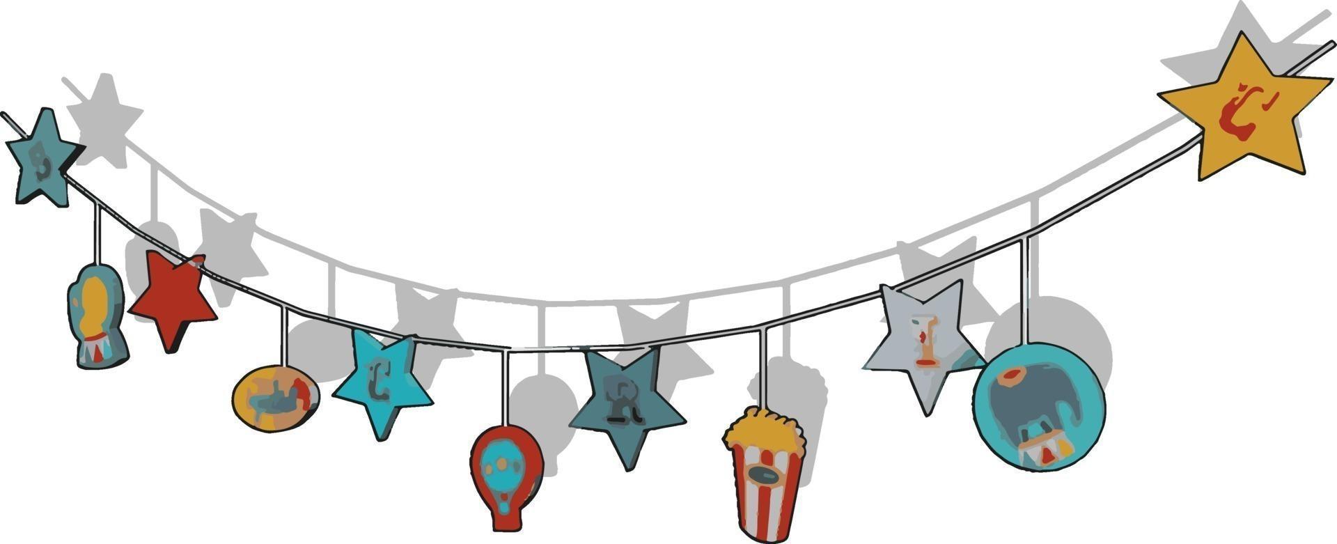 Hanging toys, illustration, vector on white background.