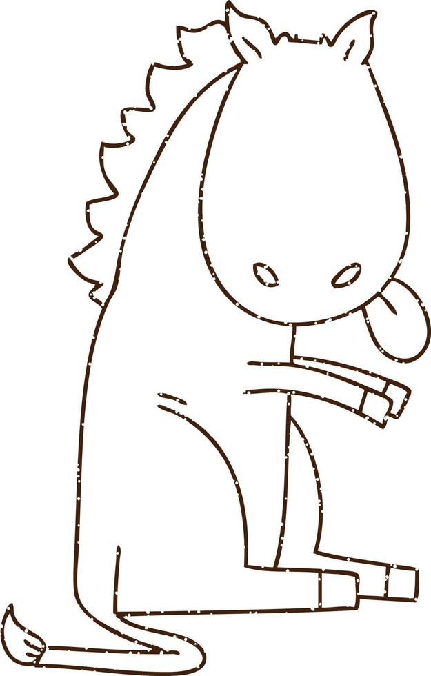 Horse Sitting Charcoal Drawing vector