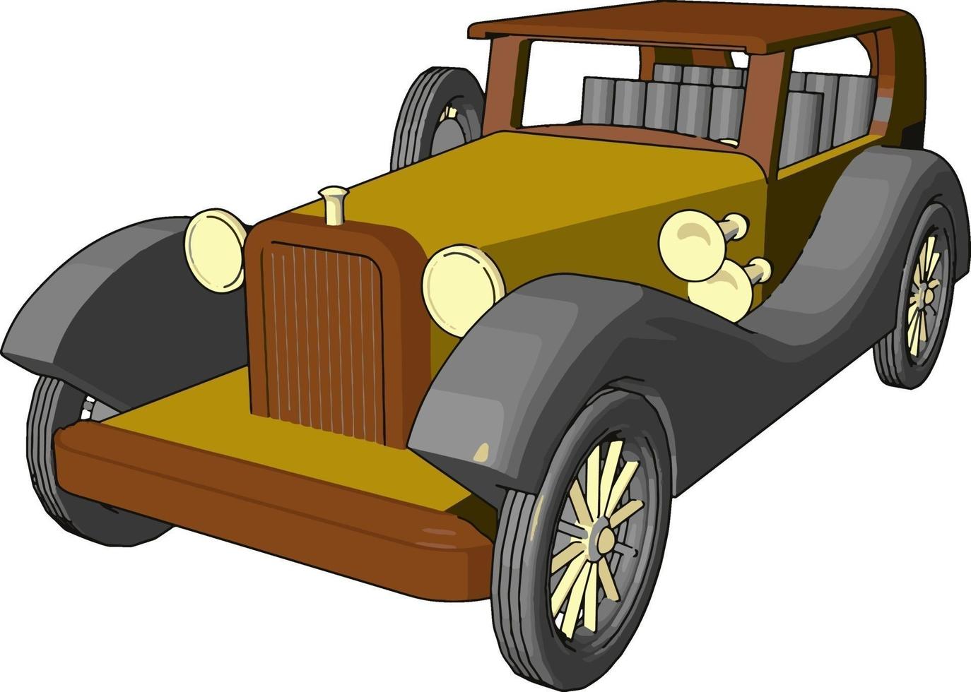 Old retro car toy, illustration, vector on white background.