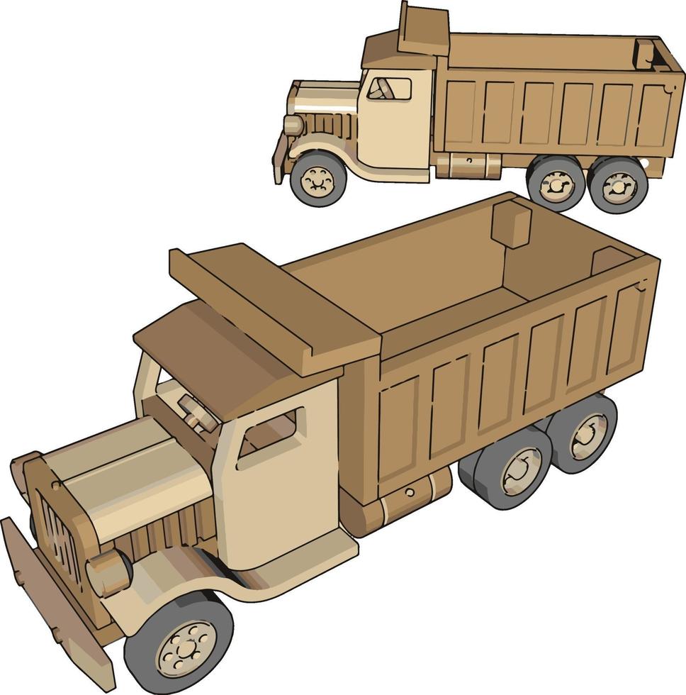 Camión de juguete, ilustración, vector sobre fondo blanco.