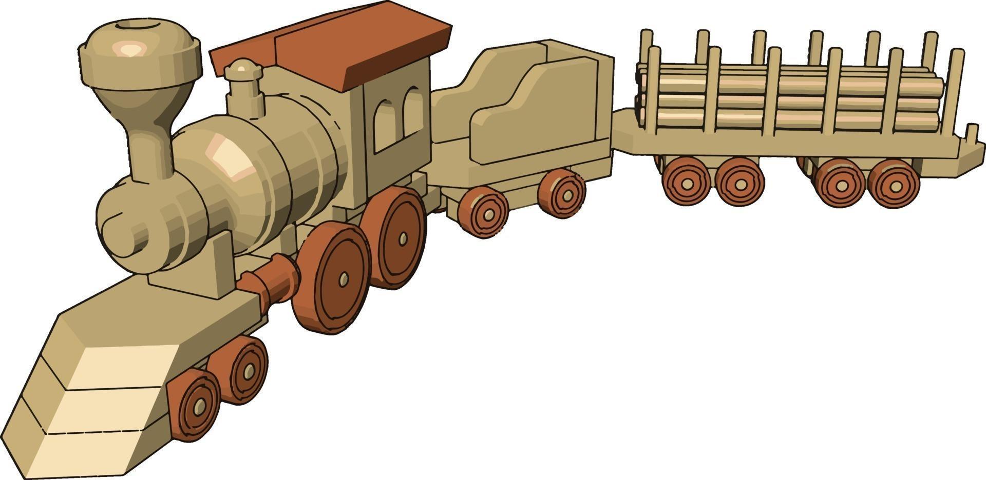 Little train toy, illustration, vector on white background.