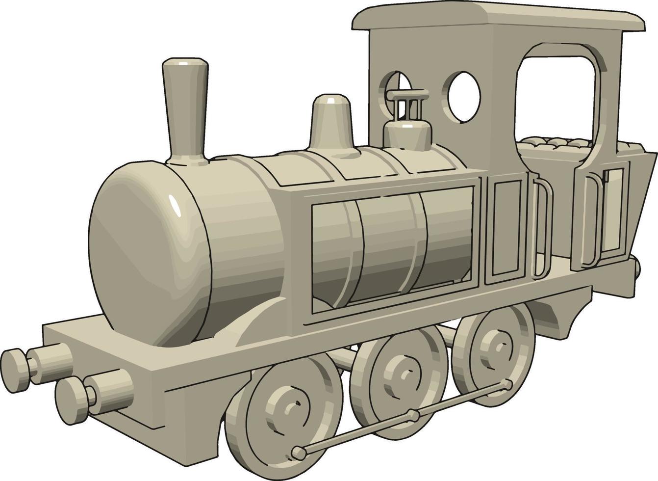 Locomotive, illustration, vector on white background.