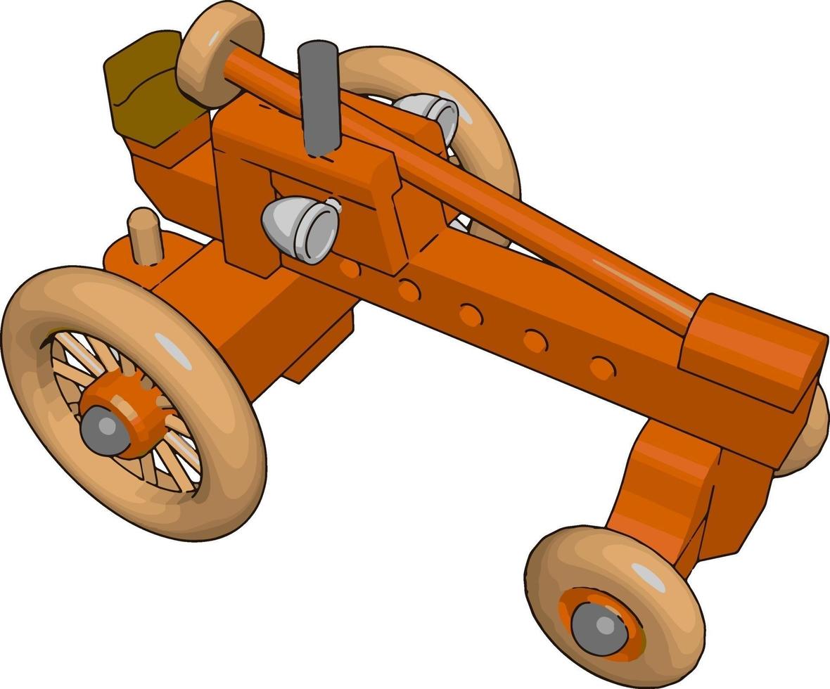 Red tractor toy, illustration, vector on white background.