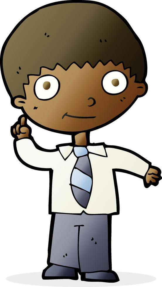 cartoon school boy with idea vector