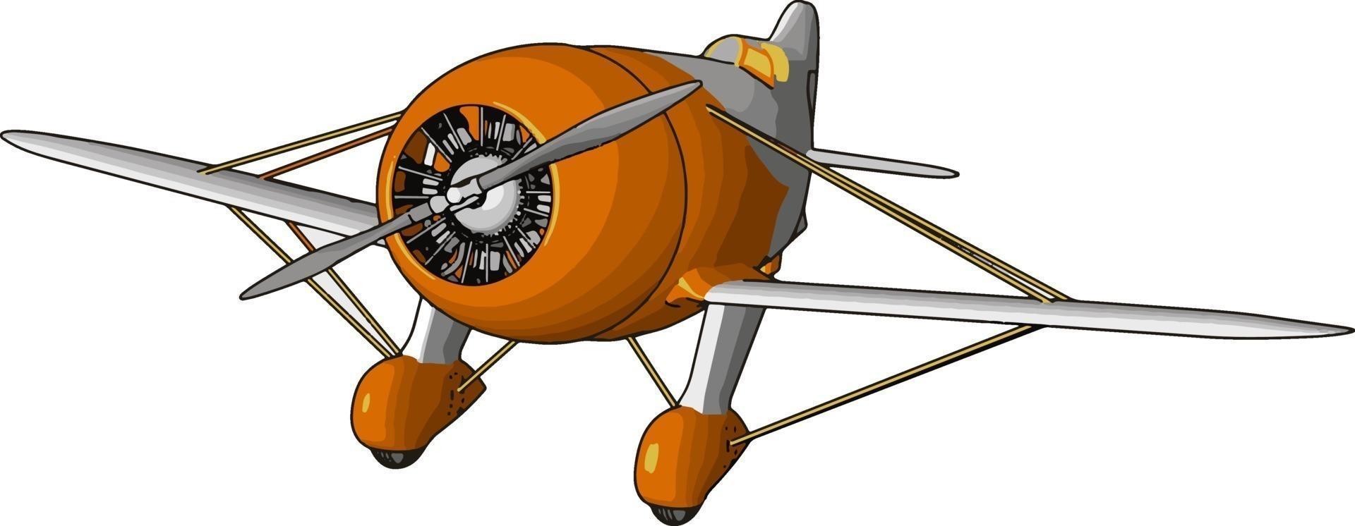 Orange old retro plane, illustration, vector on white background.