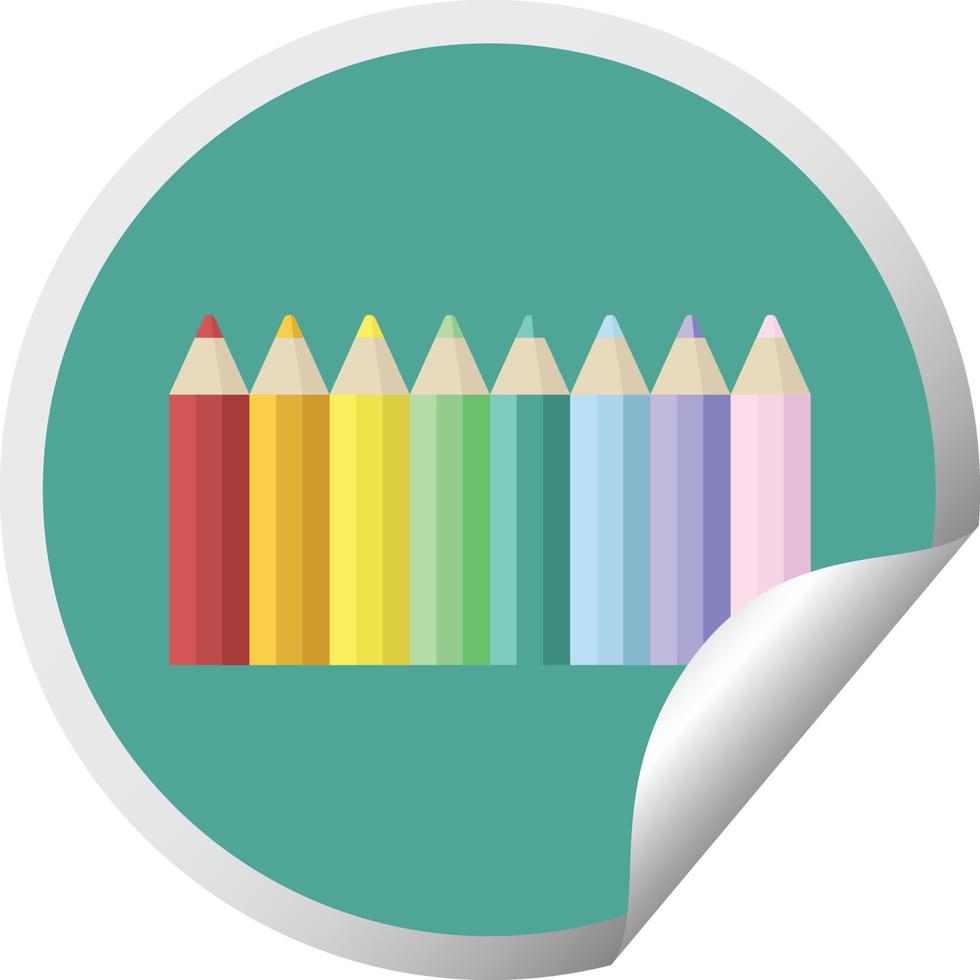 color pencils graphic vector illustration circular sticker