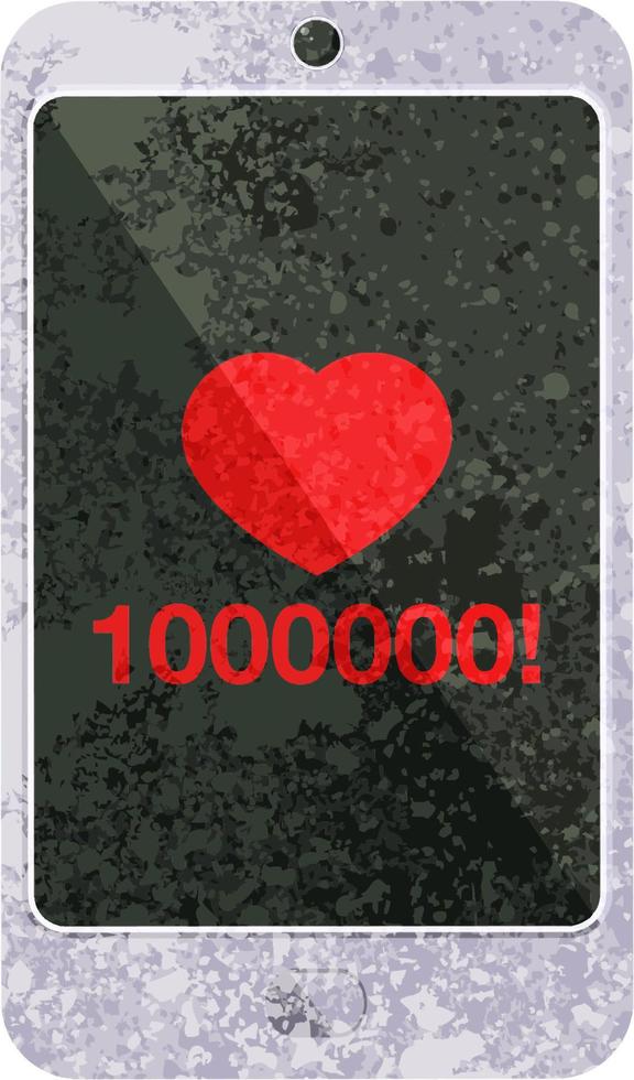 mobile phone showing 1000000 likes graphic vector illustration icon