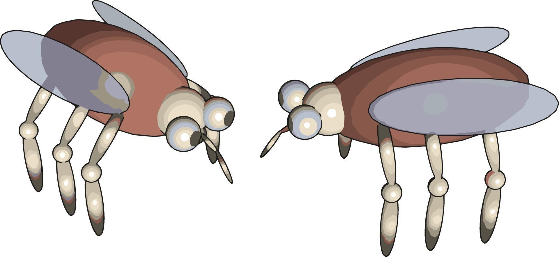 Modelo 3D de una mosca, ilustración, vector sobre fondo blanco.