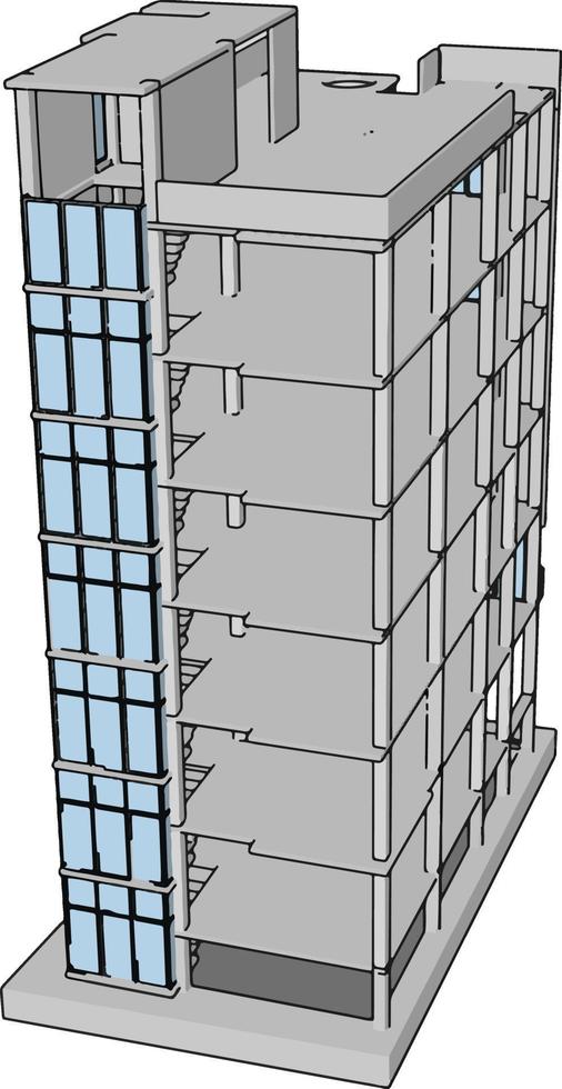 edificio inacabado, ilustración, vector sobre fondo blanco.