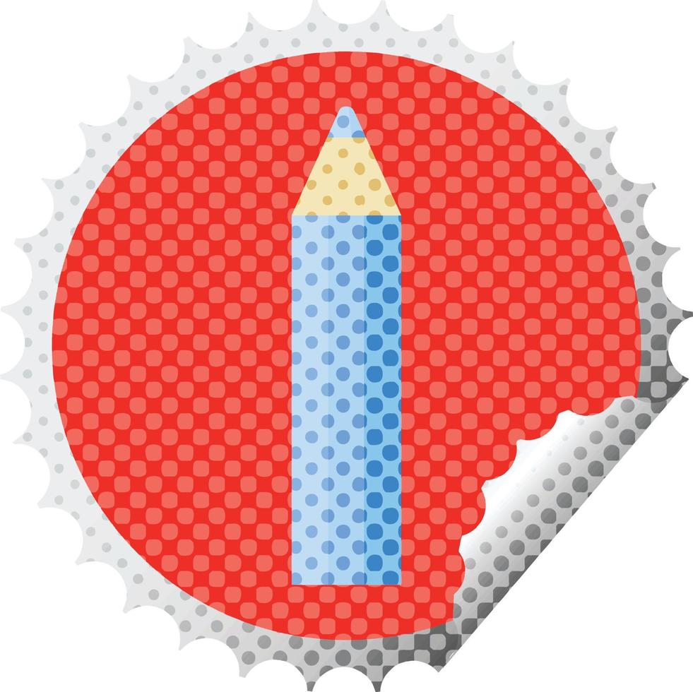 blue coloring pencil graphic vector illustration round sticker stamp