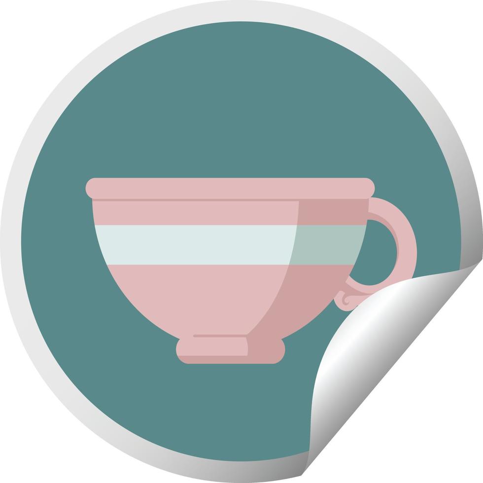 etiqueta engomada circular del ejemplo gráfico del vector de la taza de café
