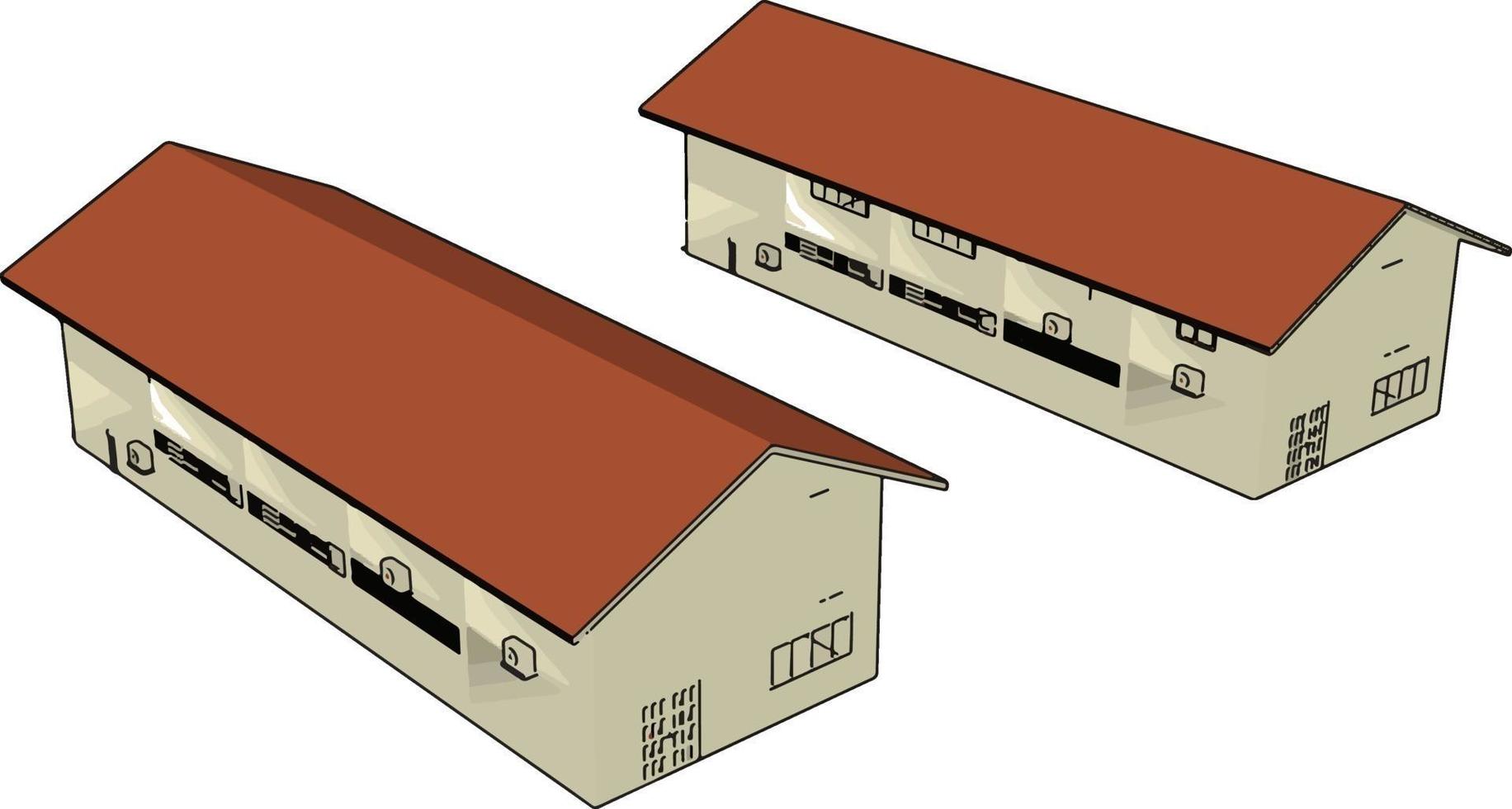 Edificio hangar, ilustración, vector sobre fondo blanco.