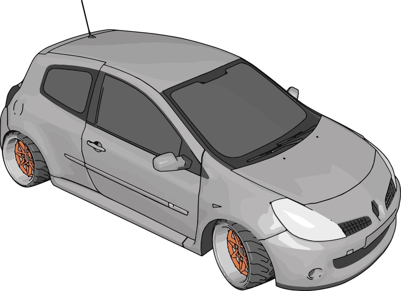 White renault clio, illustration, vector on white background.