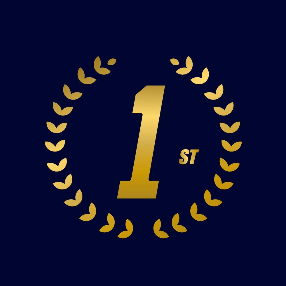 Vector illustration of the 1st anniversary icon with elegant golden gradient colors
