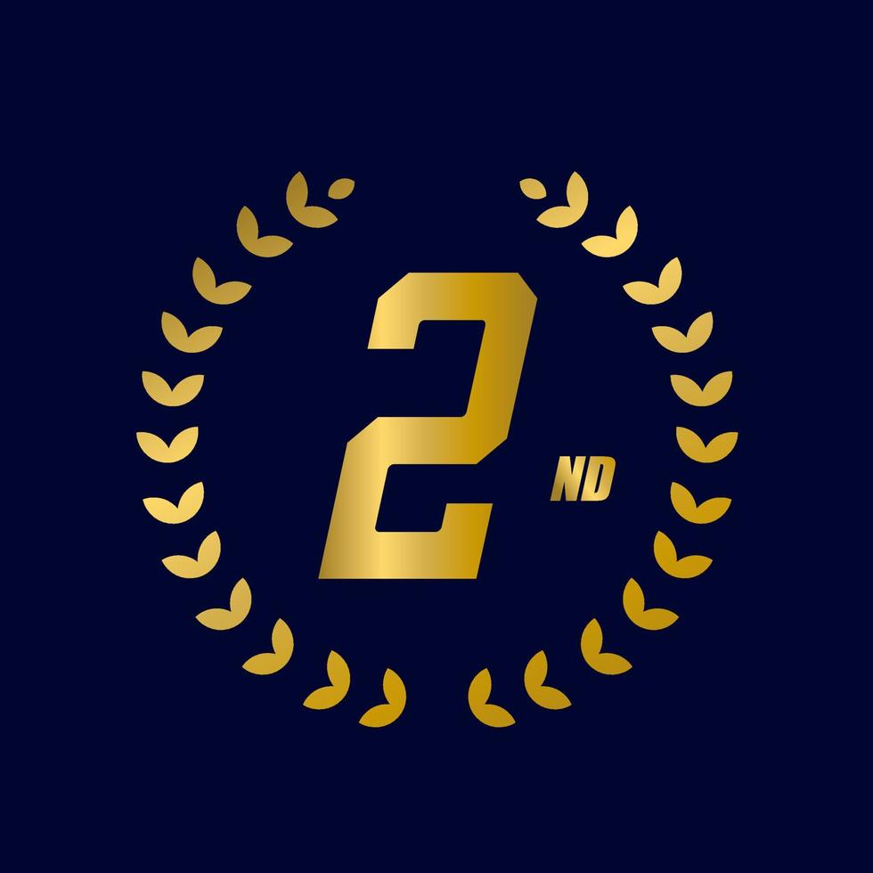 Vector illustration of 2nd celebration icon with elegant golden gradient colors