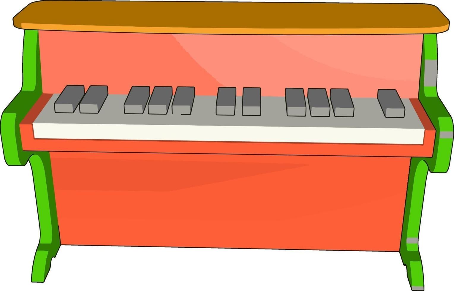Red piano toy, illustration, vector on white background., illustration, vector on white background.