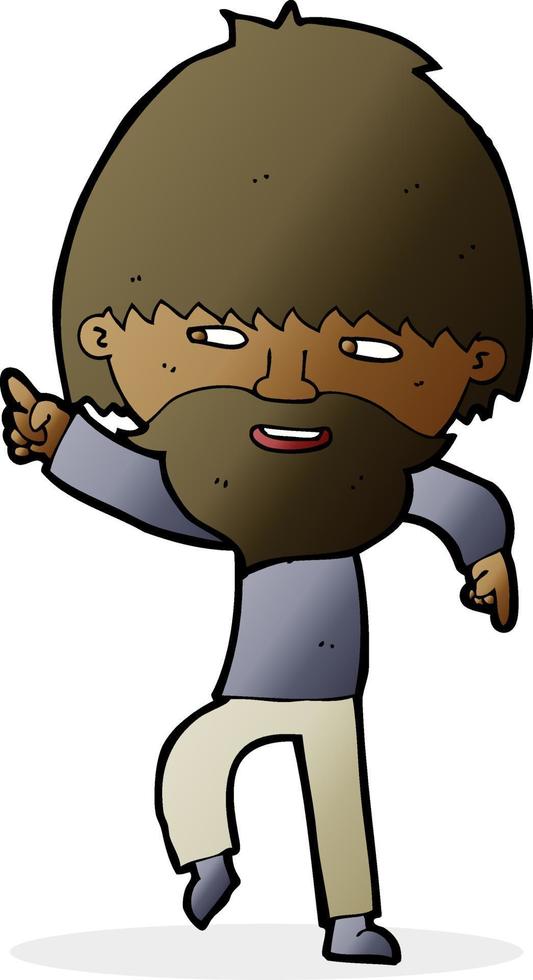 cartoon bearded man pointing and laughing vector