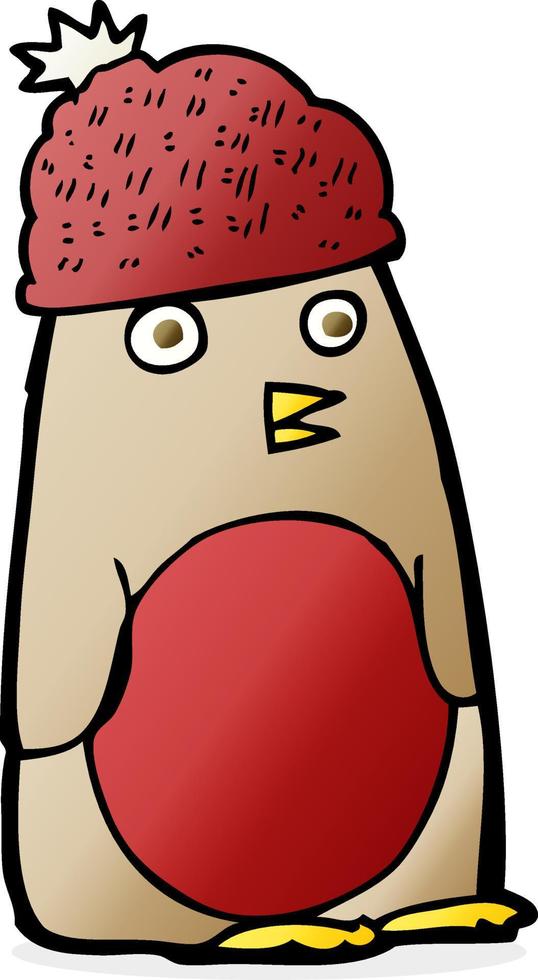 cartoon robin in hat vector