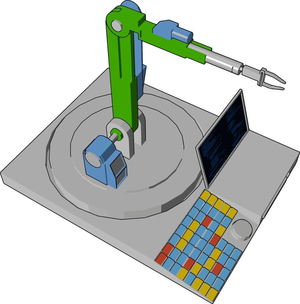 Green robot machine, illustration, vector on white background.