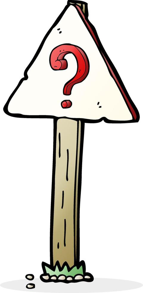 cartoon question mark sign post vector