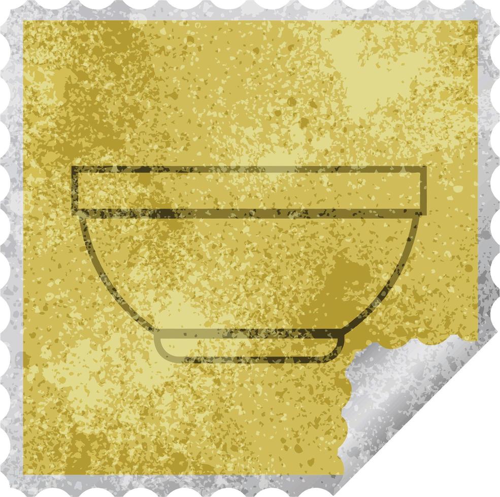 Cuenco de arroz pegatina pelado cuadrado ilustración vectorial vector