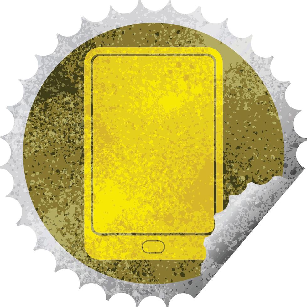 tablet computer vector illustration circular peeling sticker