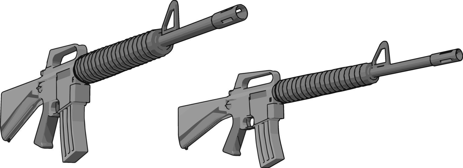 Pistola de fusil militar, ilustración, vector sobre fondo blanco.