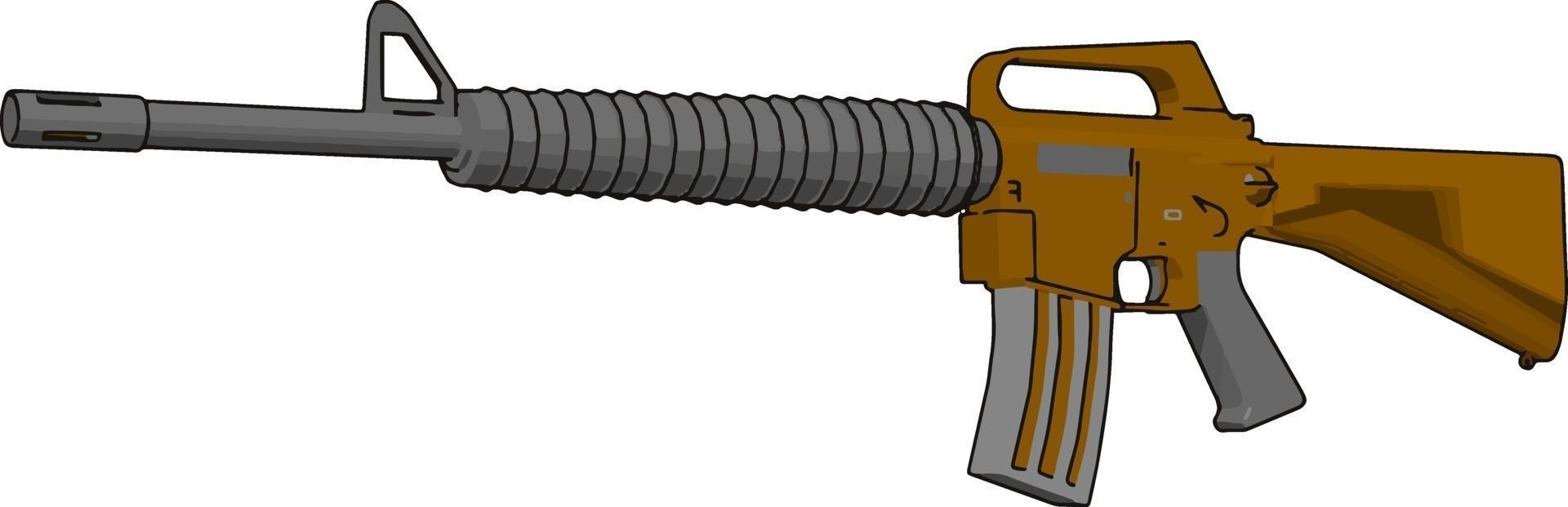 Pistola de fusil militar, ilustración, vector sobre fondo blanco.