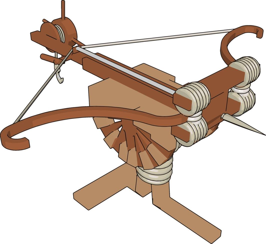 Big medieval crossbow, illustration, vector on white background.