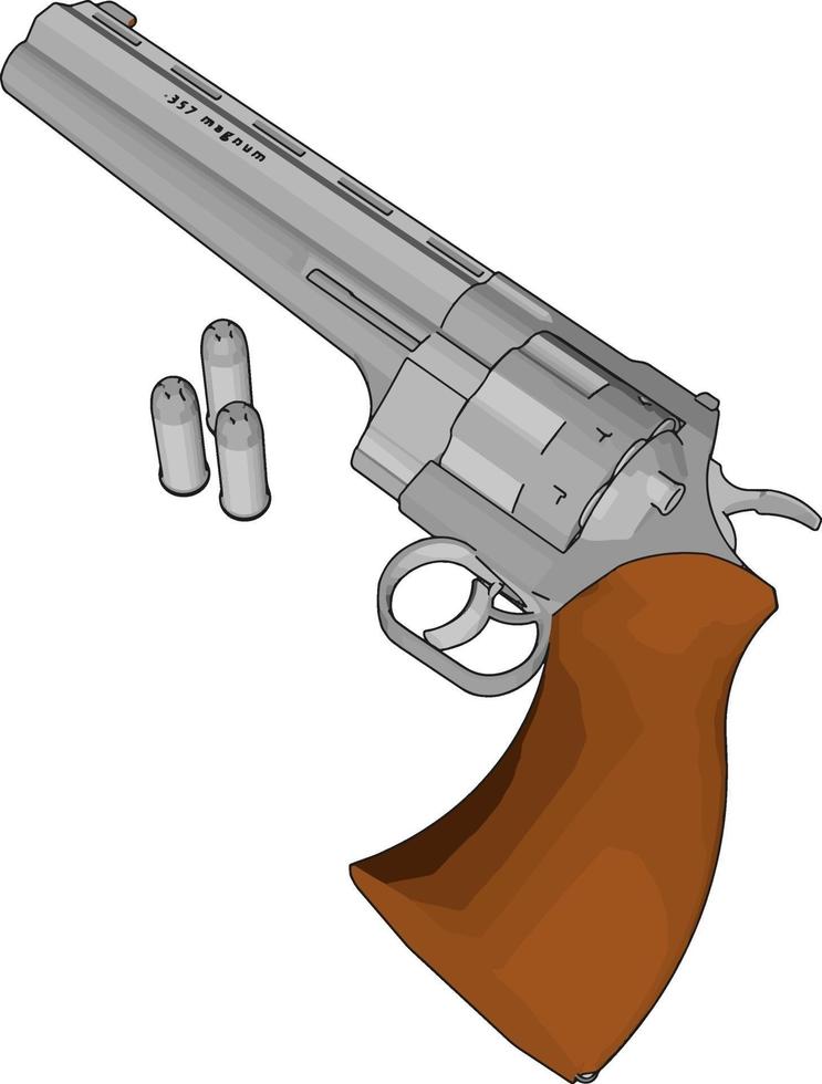 Pistola de revólver, ilustración, vector sobre fondo blanco.