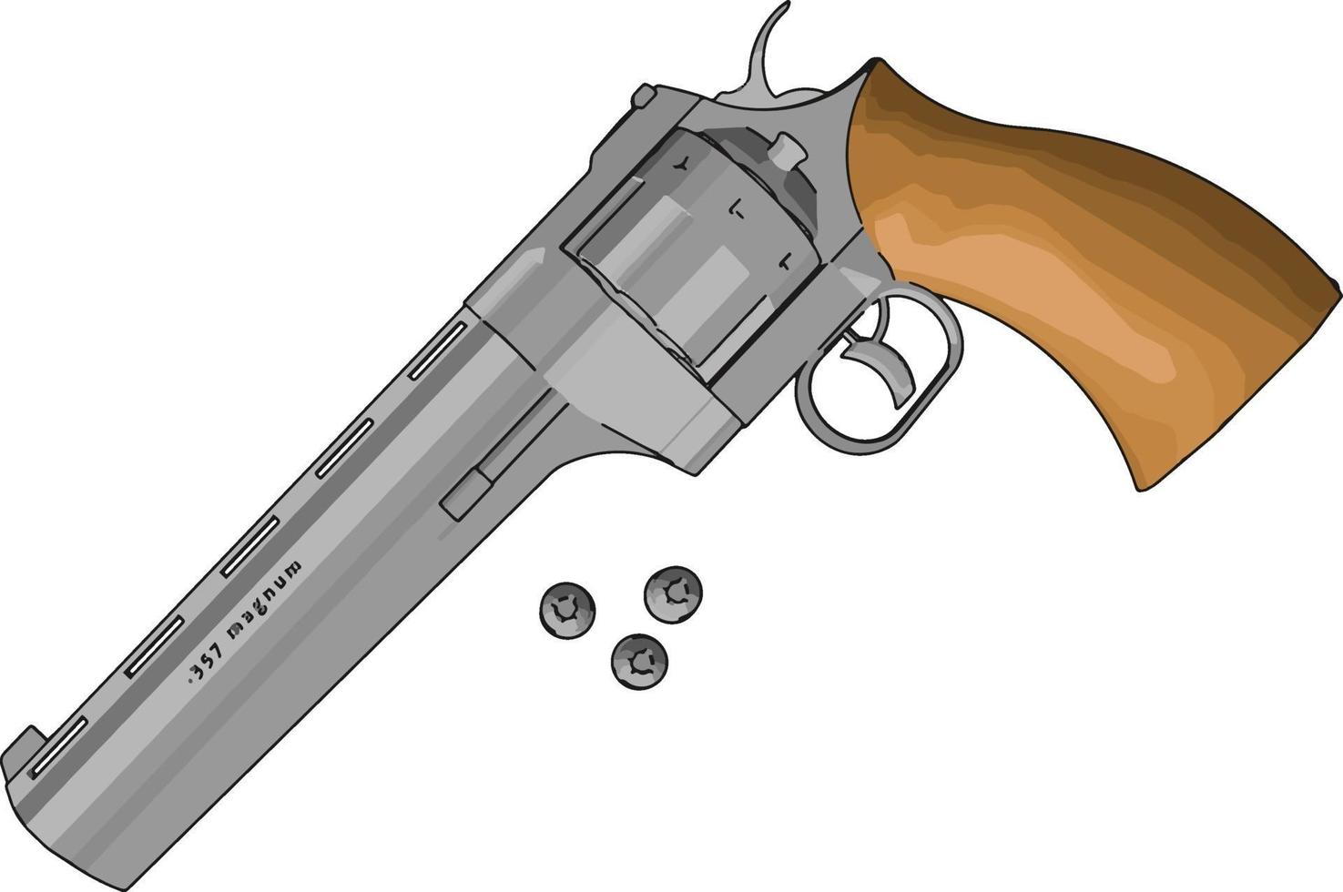 Pistola de revólver, ilustración, vector sobre fondo blanco.