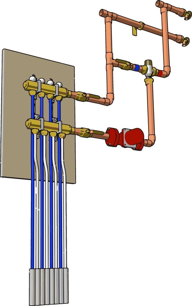 Factory machine with pipes, illustration, vector on white background.