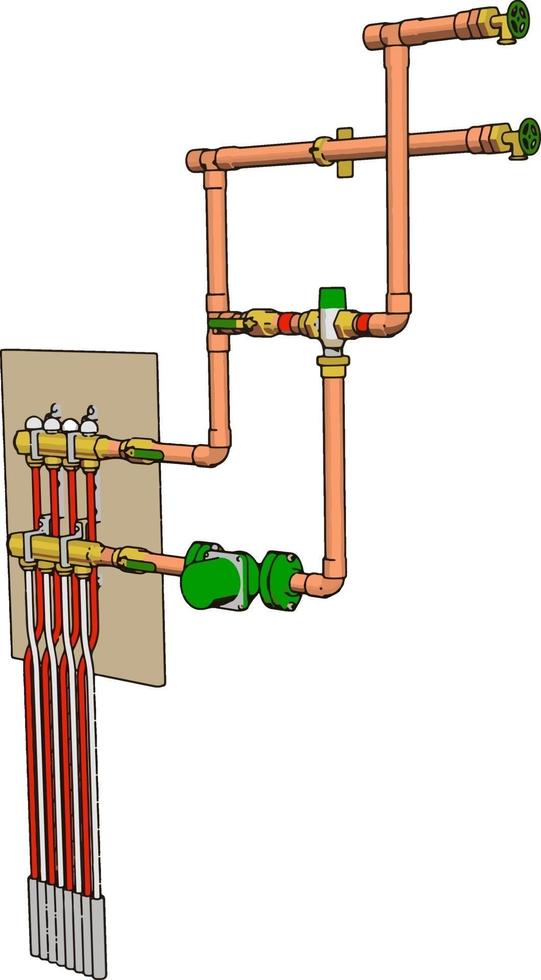 Factory machine with pipes, illustration, vector on white background.