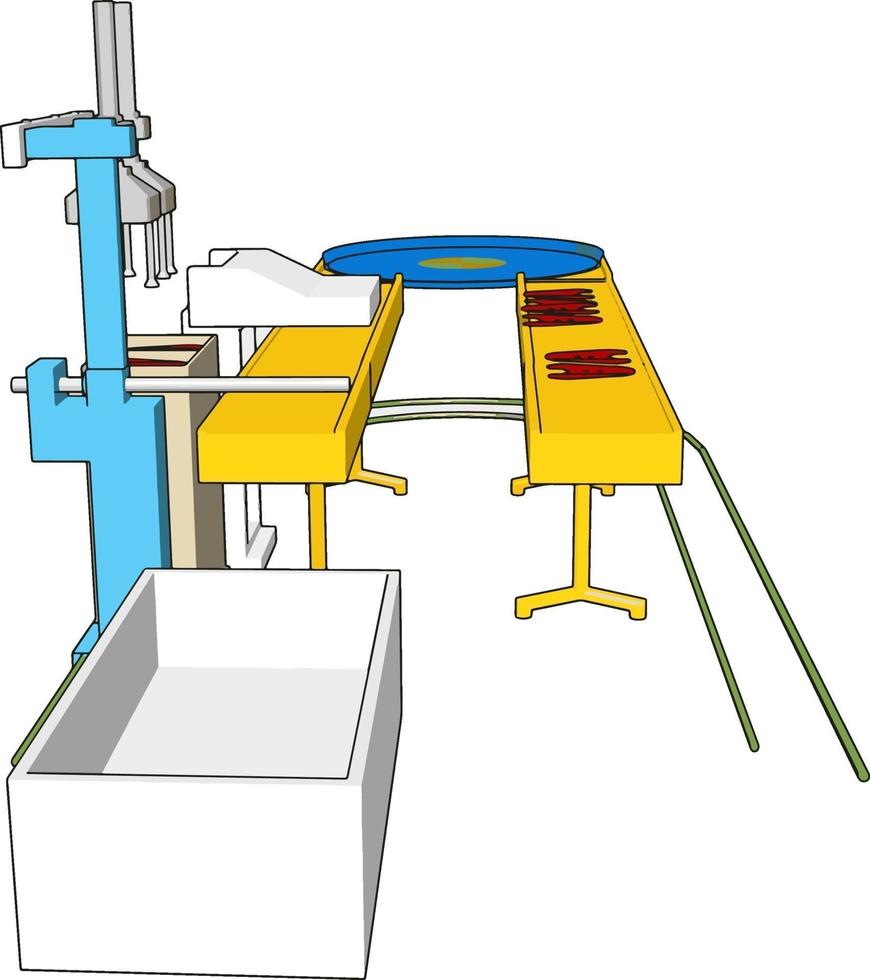 Factory machine, illustration, vector on white background., illustration, vector on white background.