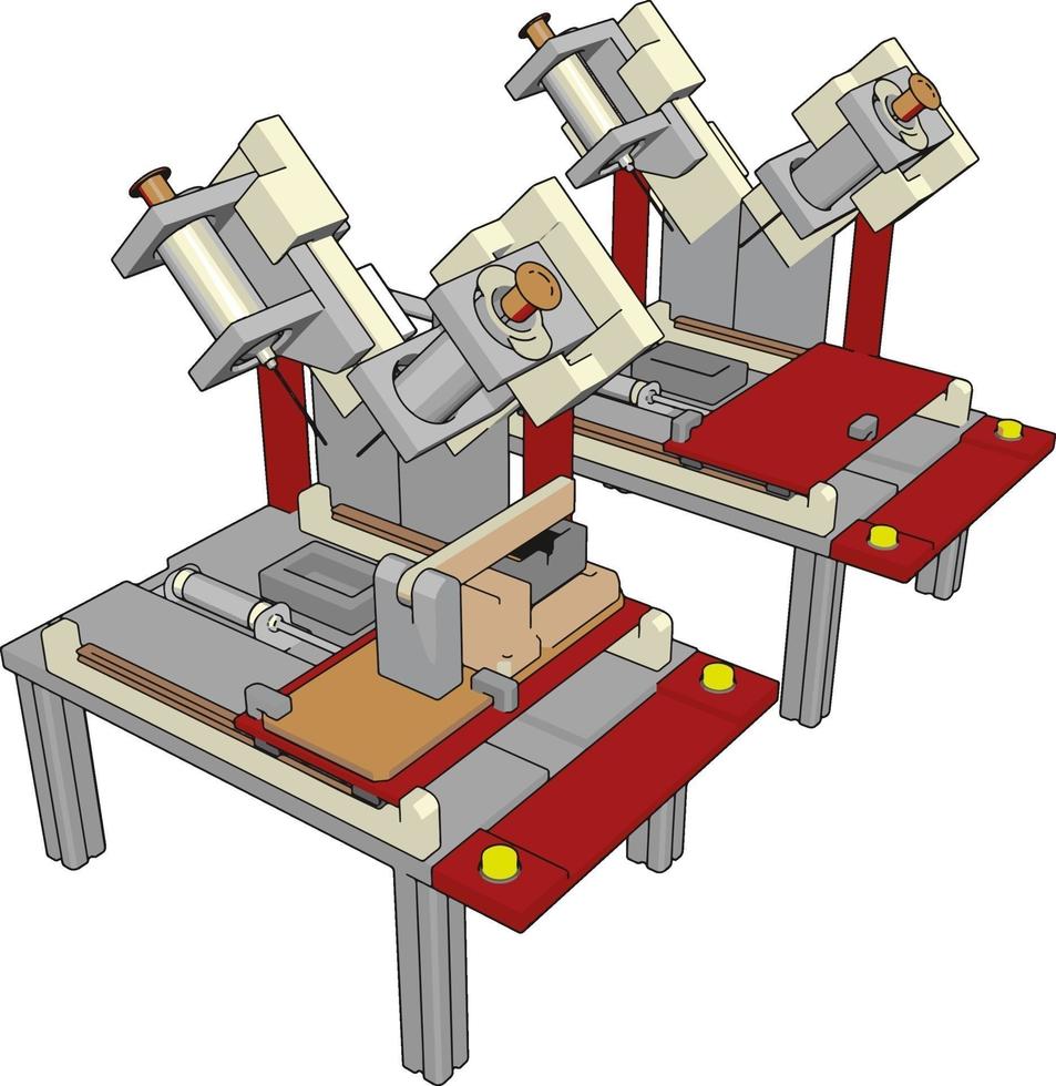 Table saws machine, illustration, vector on white background.