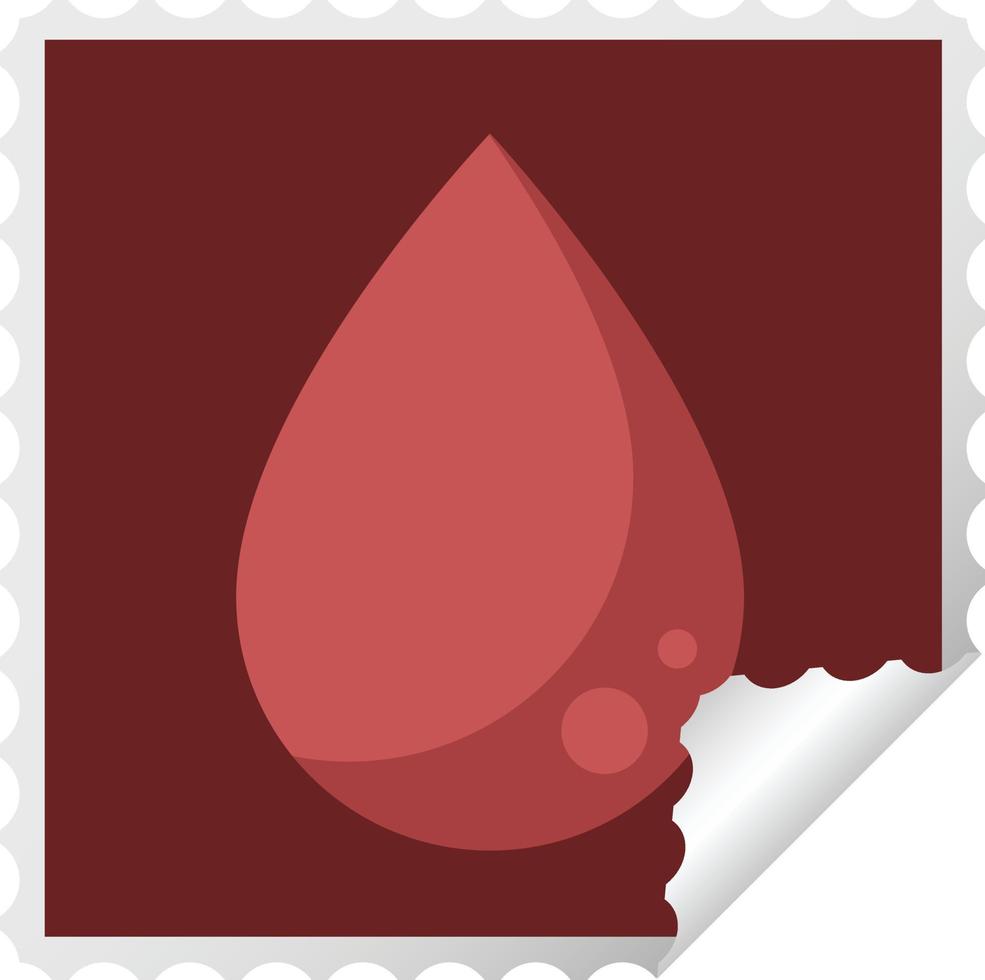 sello de pegatina cuadrado gráfico de gota de sangre vector