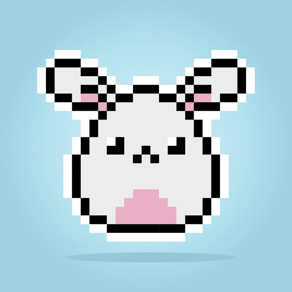 conejito lindo de píxeles de 8 bits. activos de juegos de animales en ilustración vectorial. vector