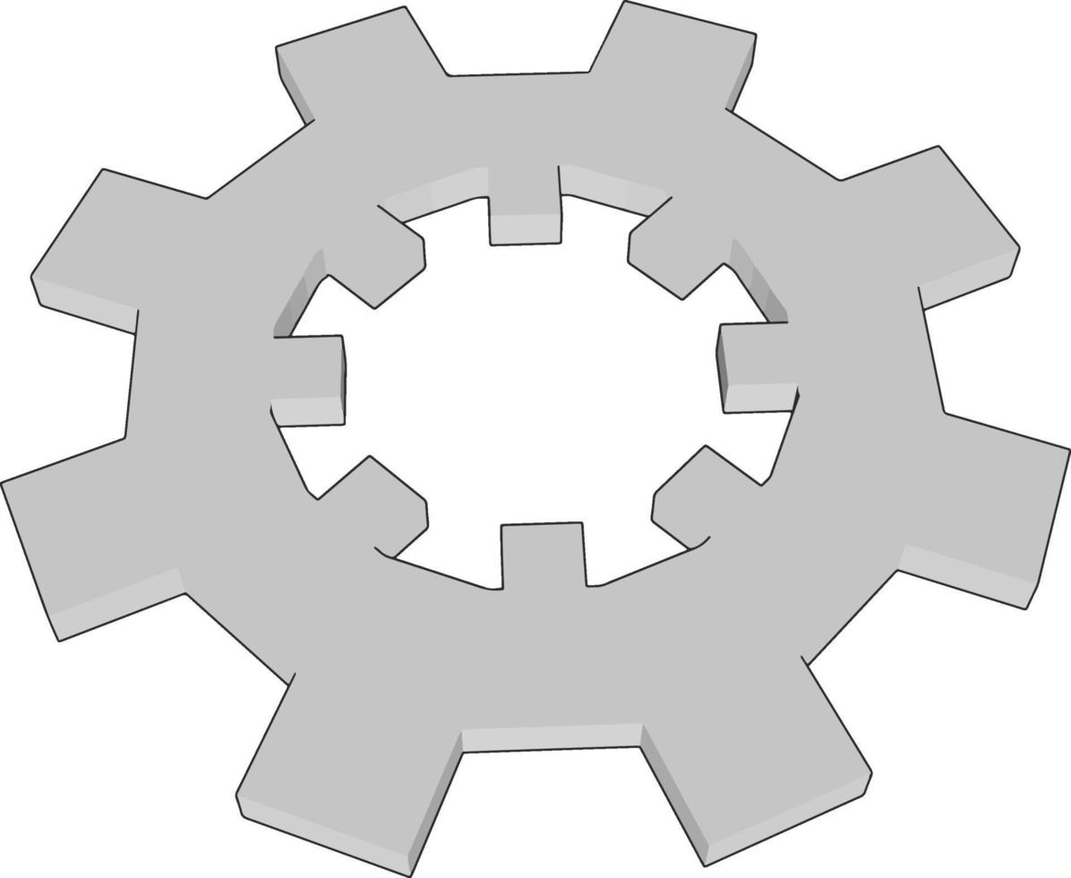 White gear, illustration, vector on white background.