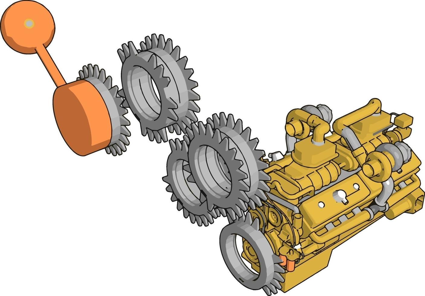 Tooth gears, illustration, vector on white background.