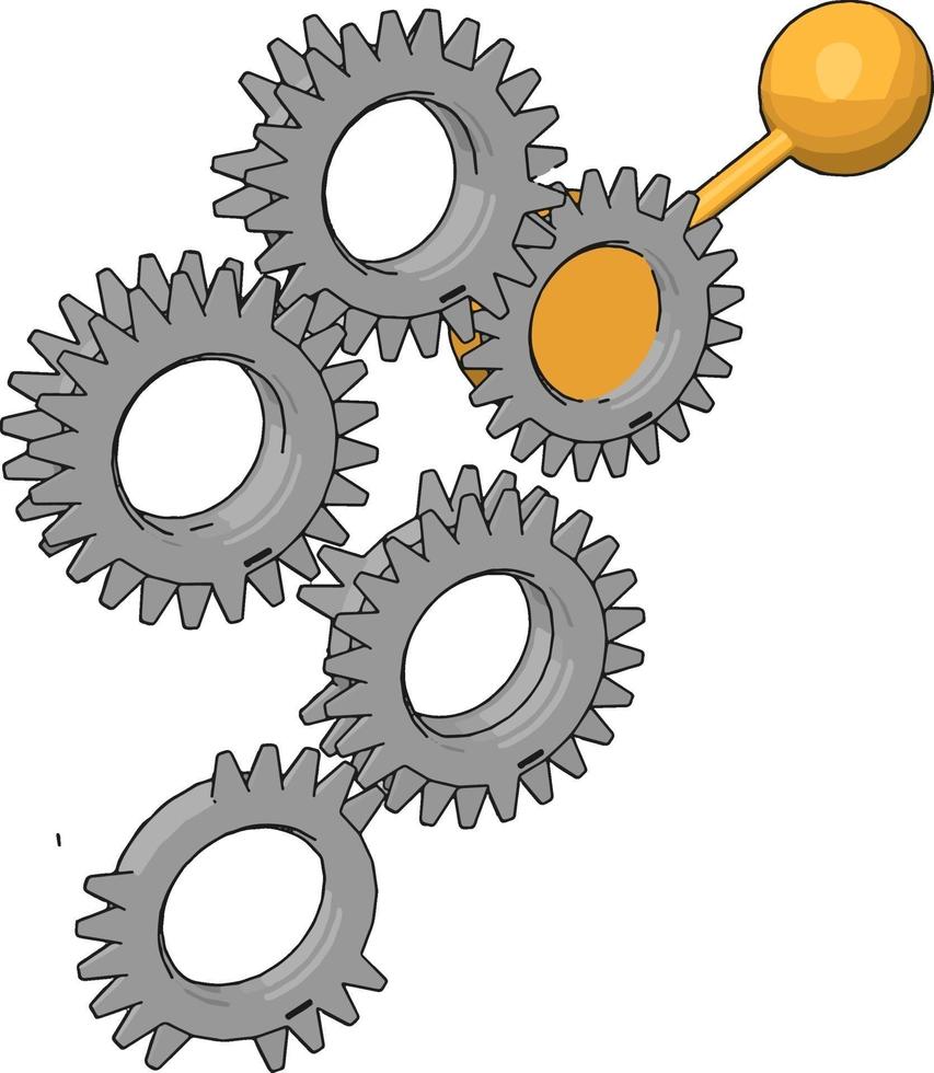 Tooth gears, illustration, vector on white background.