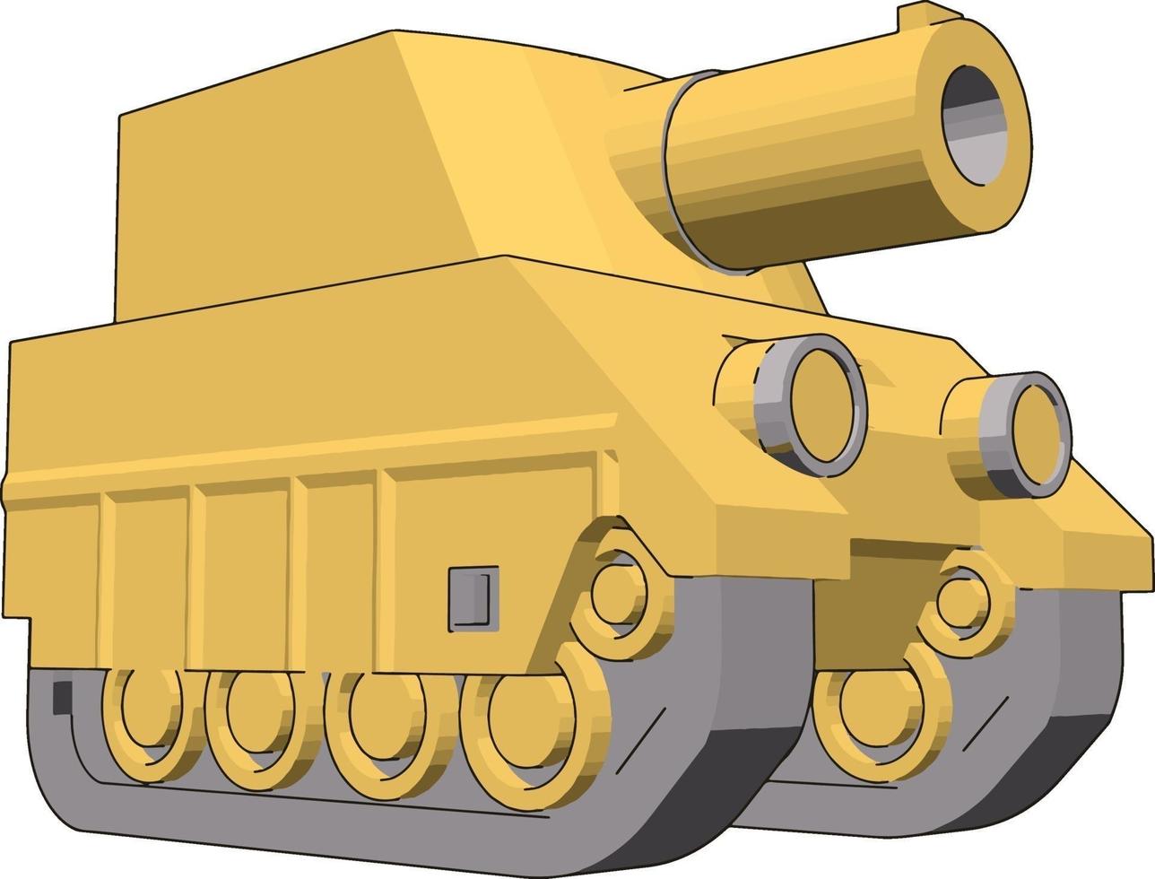 Small yellow tank, illustration, vector on white background.