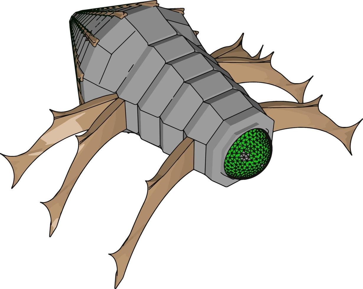 Cyborg bug, illustration, vector on white background.