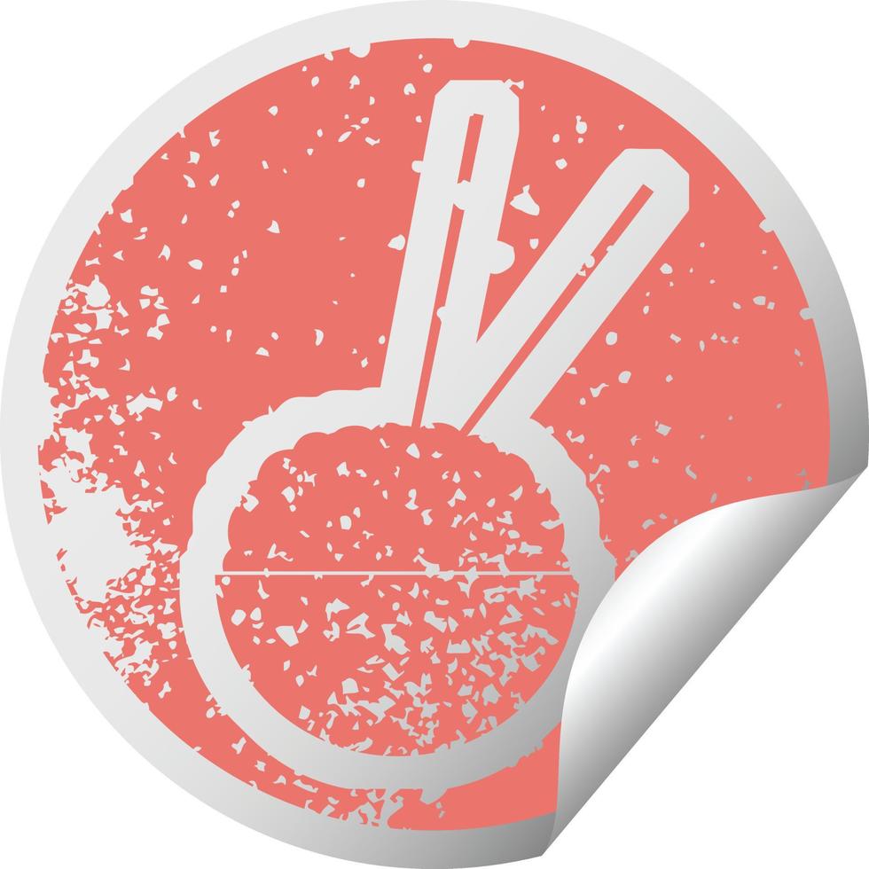 distressed sticker icon illustration of a rice bowl vector